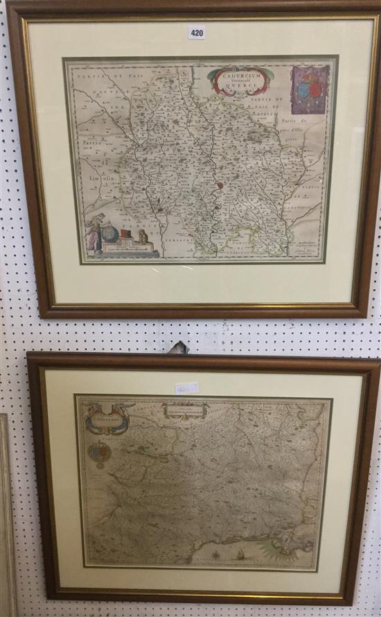 William & John Blaue - two maps of South West France